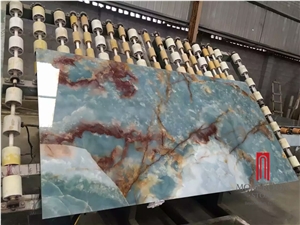 Natural Blue Onyx Transparent Slab Tiles