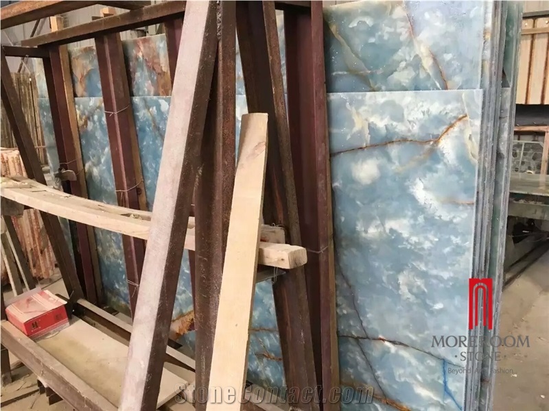 Natural Blue Onyx Transparent Slab Tiles