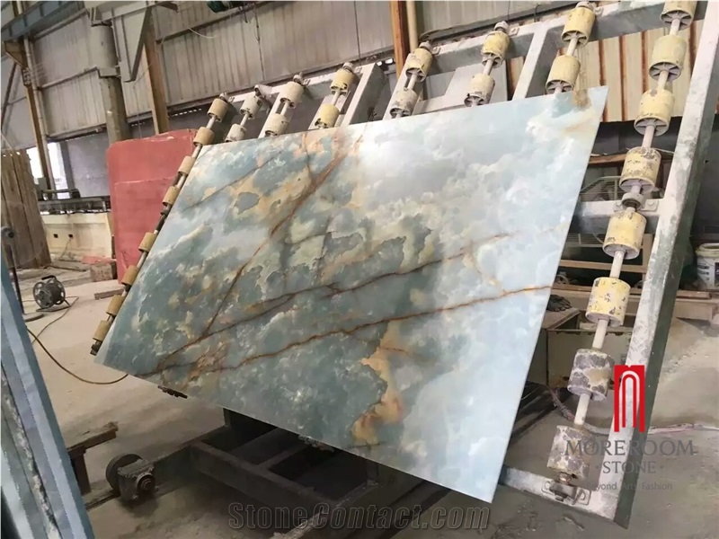 Natural Blue Onyx Transparent Slab Tiles