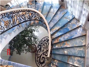 Natural Blue Onyx Transparent Slab Tiles