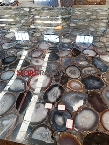 Precious Stone Natural Grey Agate Slab For Countertop