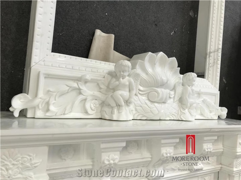 Royal White Marble Calacatta Fireplace Design
