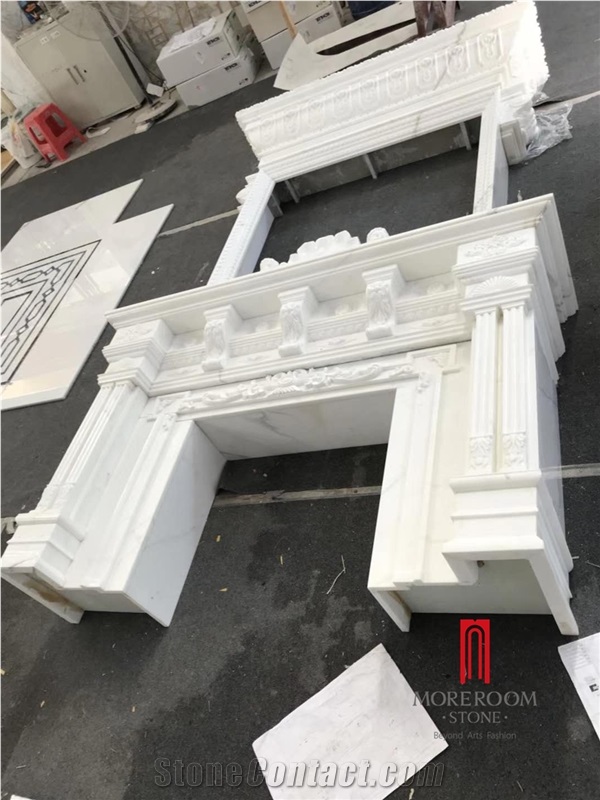 Royal White Marble Calacatta Fireplace Design