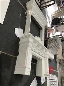 Royal White Marble Calacatta Fireplace Design