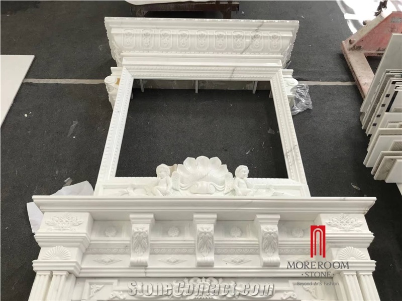 Royal White Marble Calacatta Fireplace Design