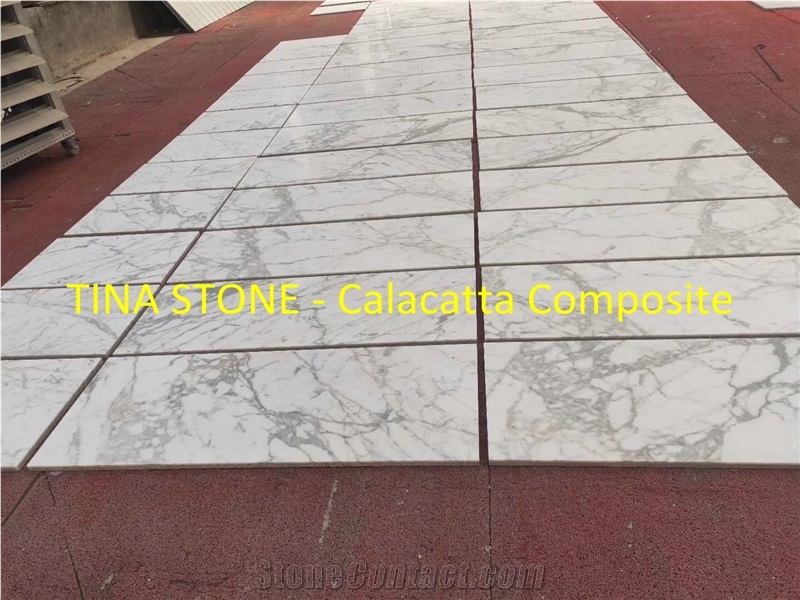 Calacatta Composite Slabs White Color Floor Wall