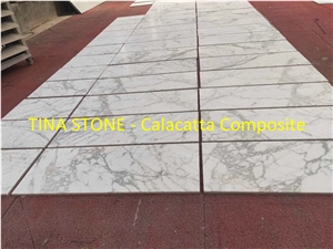 Calacatta Composite Slabs White Color Floor Wall