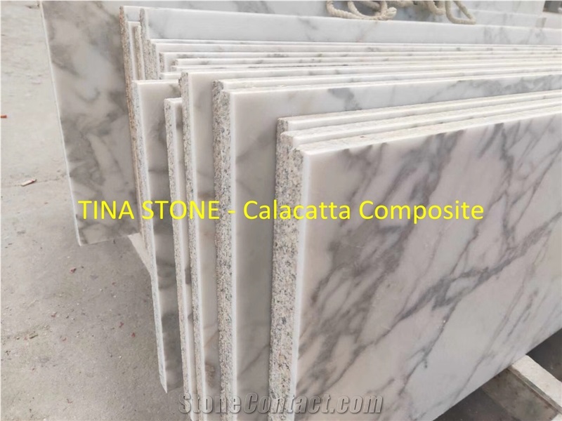 Calacatta Composite Slabs White Color Floor Wall