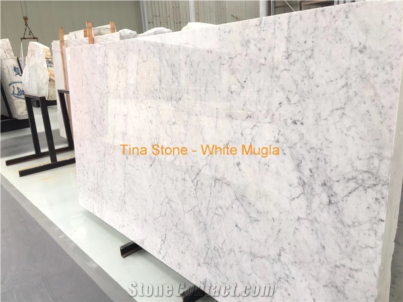 White Mugla Marble Stone Slabs Tiles Floor Wall