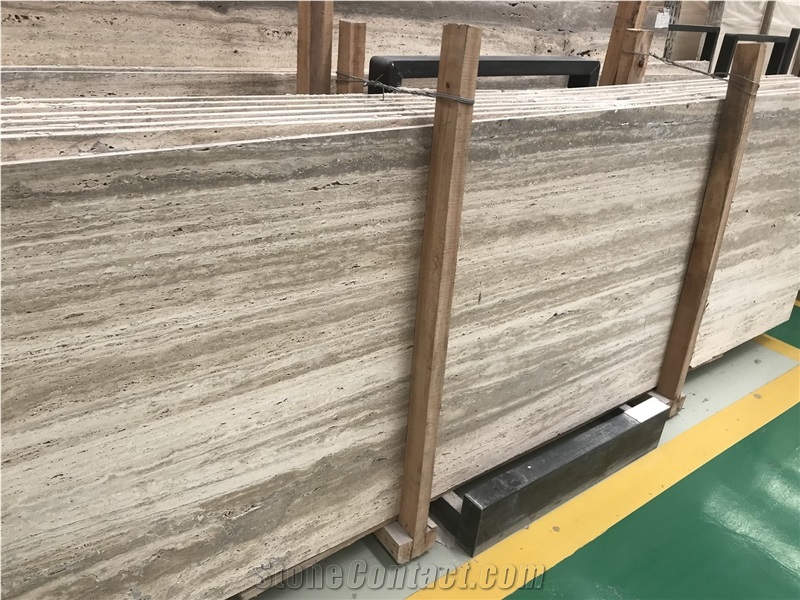 Silver Gray Navona Travertine Tile Wooden Vein