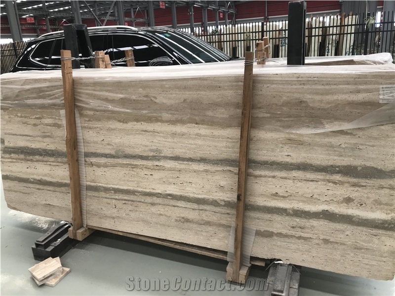 Silver Gray Navona Travertine Tile Wooden Vein