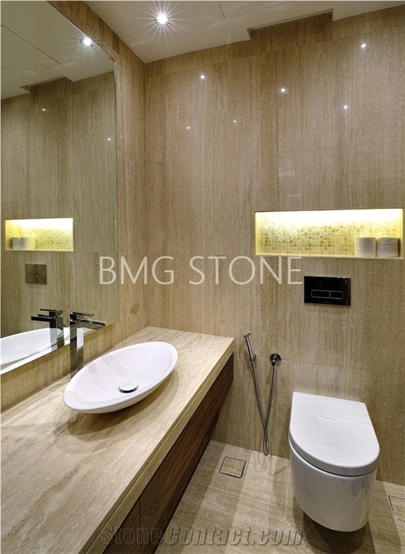 Silver Gray Navona Travertine Tile Wooden Vein