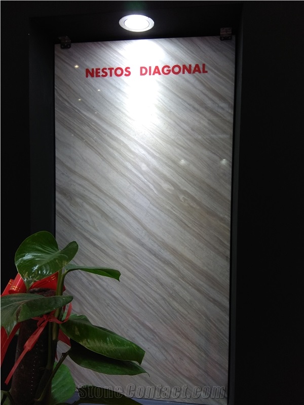 Nestos Diagonal Marble Slabs, Tiles