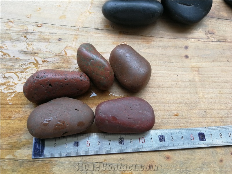 Red Dark Brown Polished River Pebbles 50-70mm