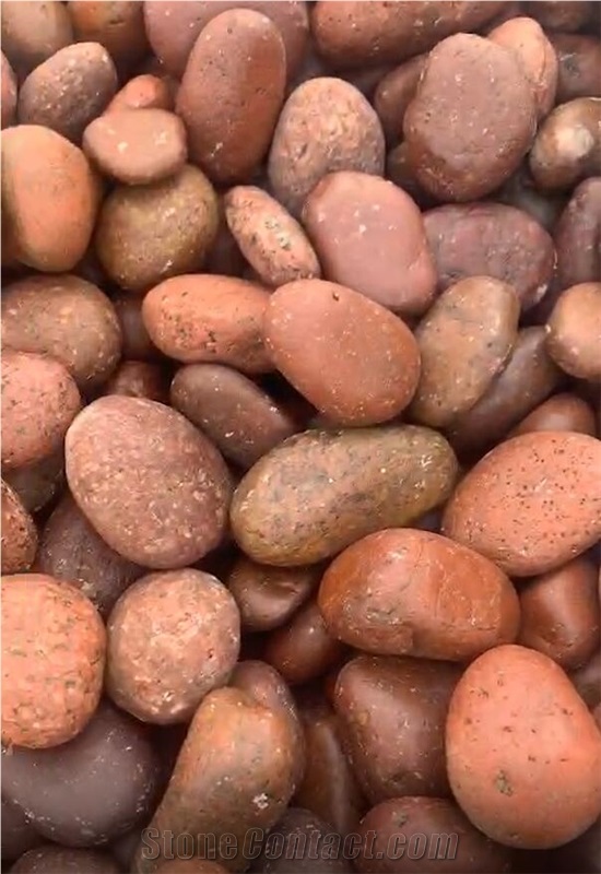 Red Dark Brown Polished River Pebbles 50-70mm
