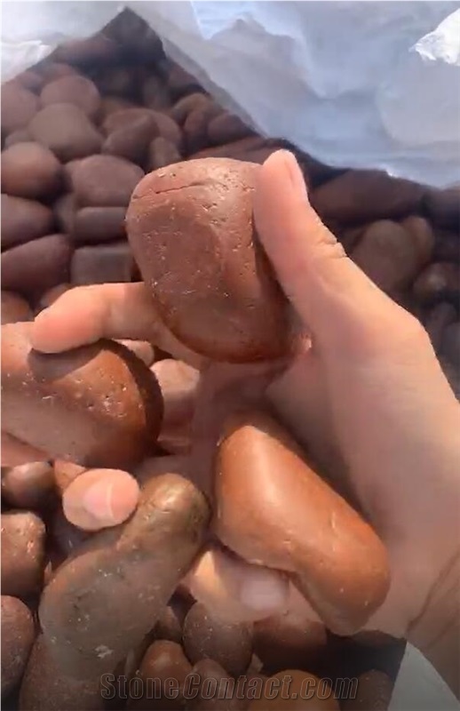 Red Dark Brown Polished River Pebbles 50-70mm