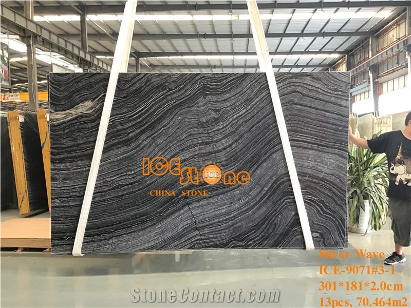 Silver Wave Kenya Black Forest Marble Slabs Tiles