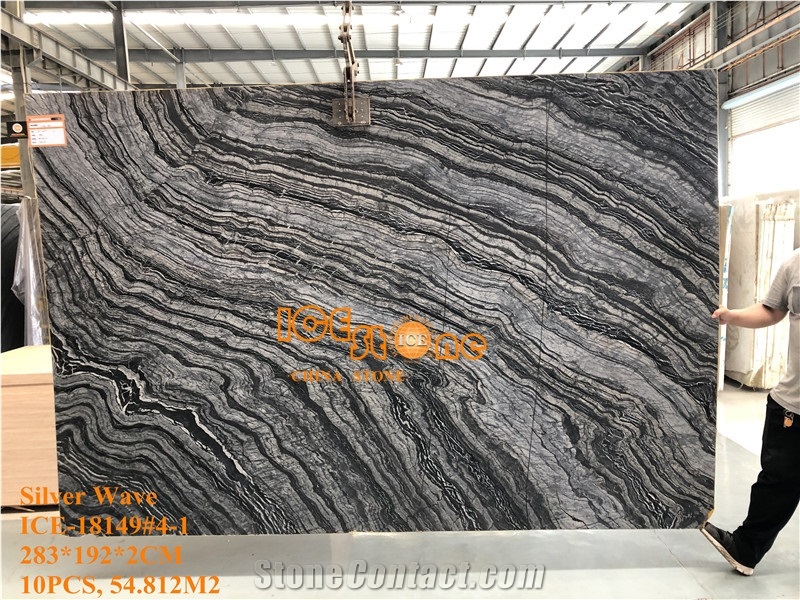 Silver Wave Kenya Black Forest Marble Slabs Tiles