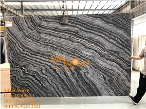 Silver Wave Kenya Black Forest Marble Slabs Tiles