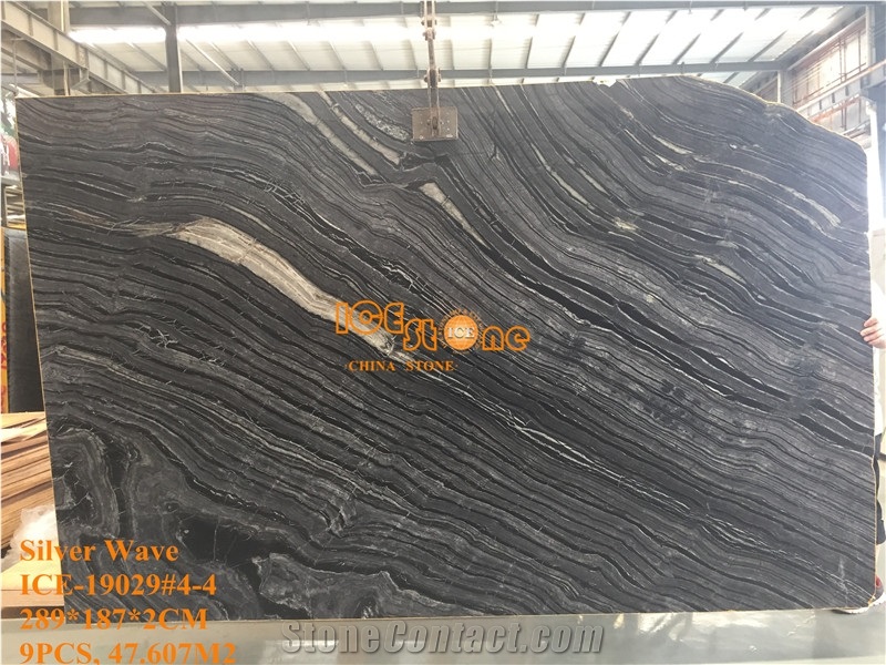 Silver Wave Kenya Black Forest Marble Slabs Tiles