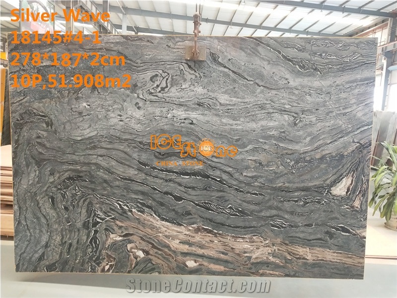 Silver Wave Kenya Black Forest Marble Slabs Tiles