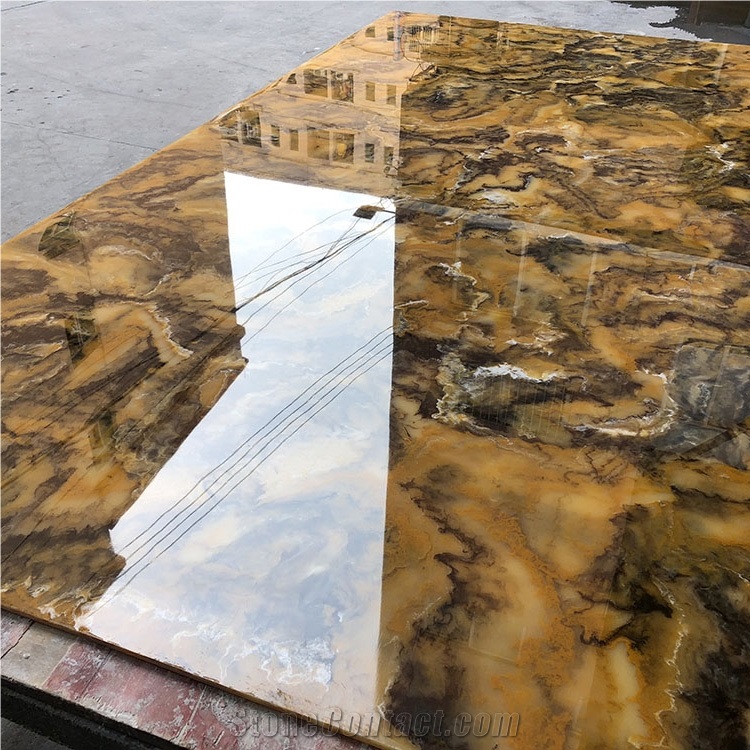 Translucent Backlit Brown Artificial Onyx for Wall