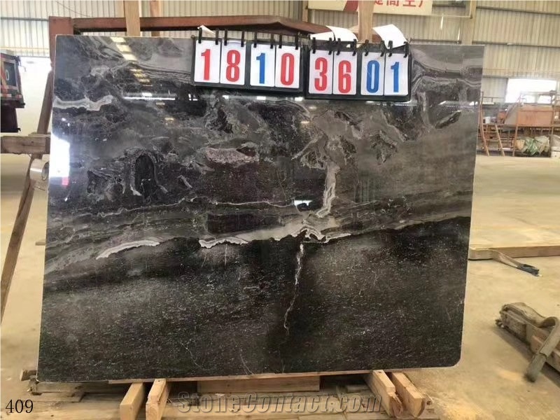 Bhainslana Black Marble Fantasy Stone Slab Wall