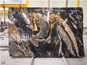 Black Amber Granite Slab Walling Tile Countertop