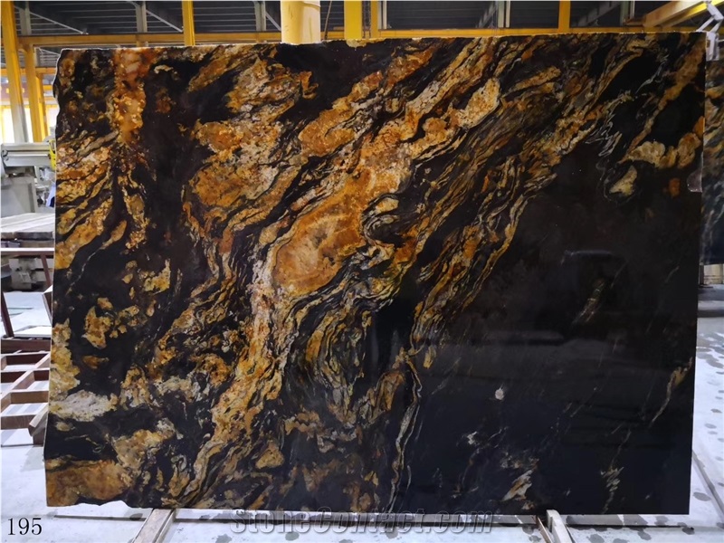 Black Amber Granite Slab Walling Tile Countertop