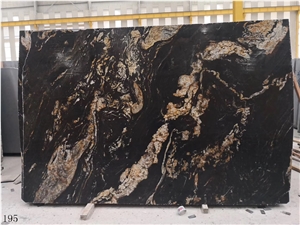Black Amber Granite Slab Walling Tile Countertop