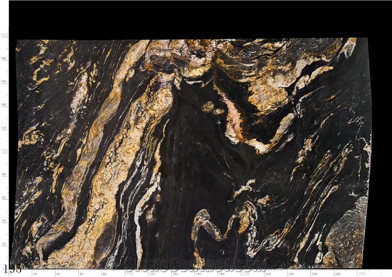 Black Amber Granite Slab Walling Tile Countertop