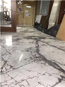 Brazil Invisible Grey White Marble Slab Wall Tile