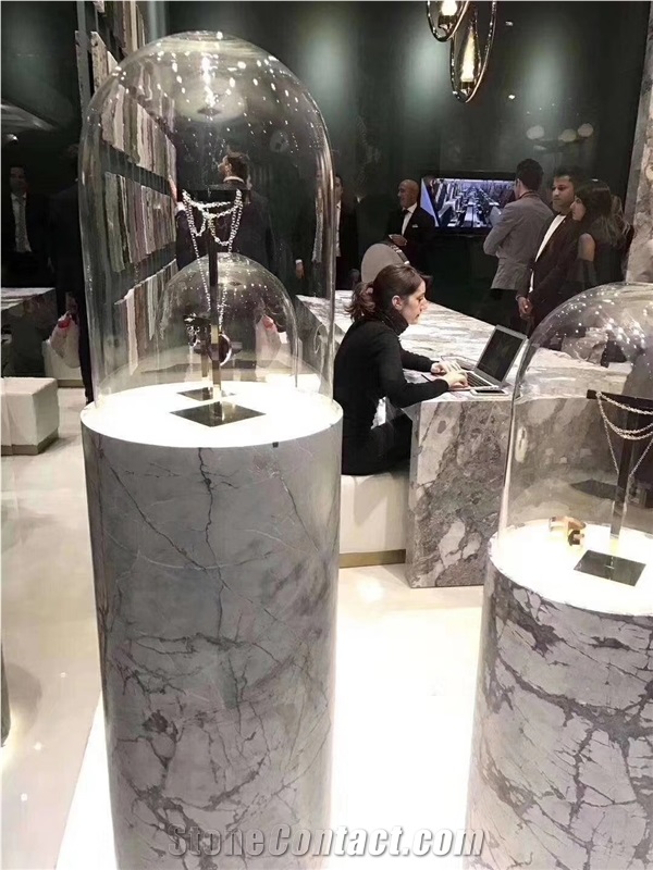 Brazil Invisible Grey White Marble Slab Wall Tile