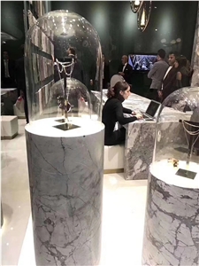Brazil Invisible Grey White Marble Slab Wall Tile