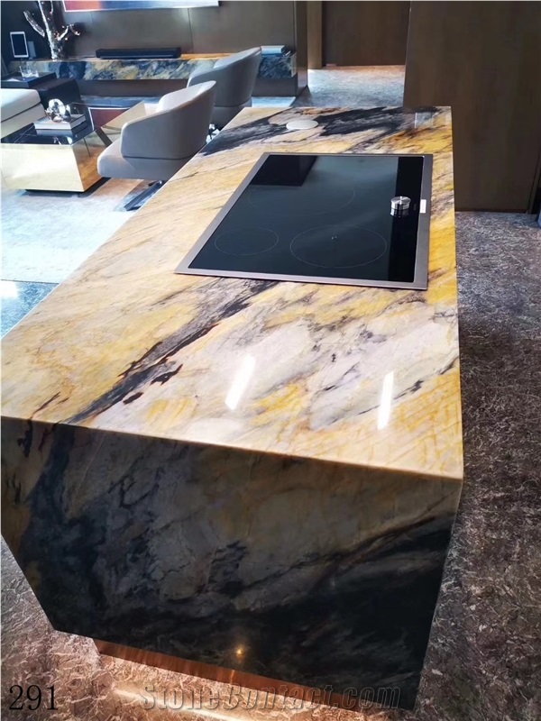 Brazil Jacaranda Oro Giallo Gold Quartzite Polished Slab