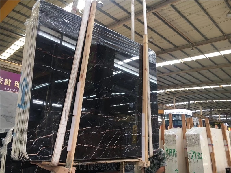 China Black Tulip Marble Golden Portoro Slab Floor