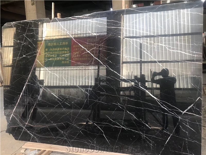 China Black Tulip Marble Golden Portoro Slab Floor