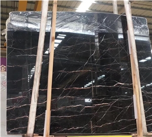 China Black Tulip Marble Golden Portoro Slab Floor