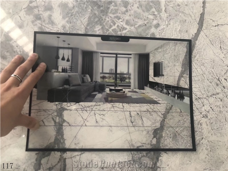 China Invisible Grey Marble Grey Gold Stone Slab