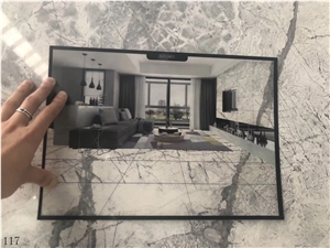 China Invisible Grey Marble Grey Gold Stone Slab