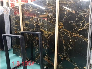 China Portoro Gold Marble Black Golden Vein Slabs