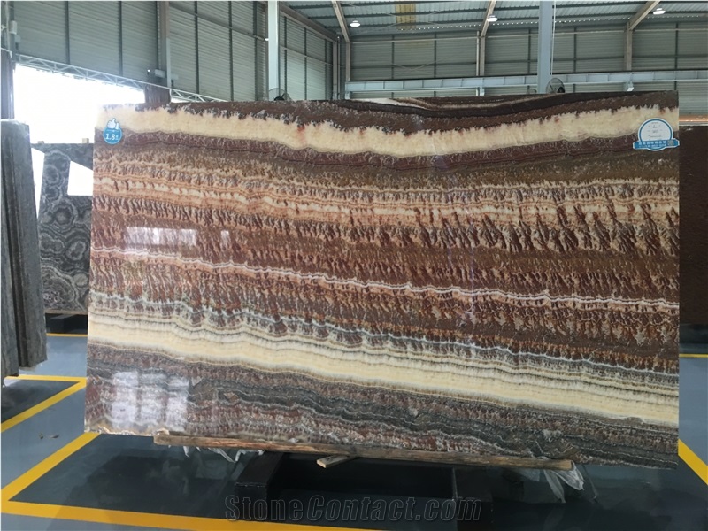 China Red Ruby Onyx Slab Wall Tile Bathroom Use