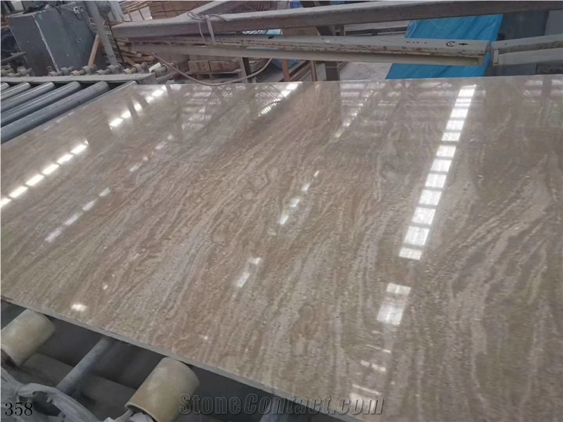 Golden Mocha Limestone Slab Outdoor Wall Use