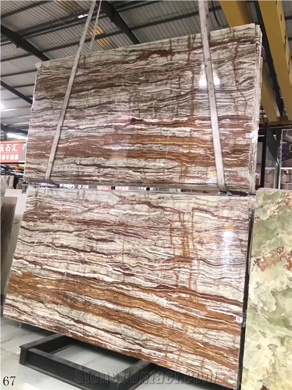 Iran Gold Silk Onyx Stone Slab Tile in China Stone
