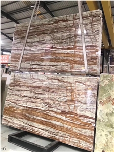 Iran Gold Silk Onyx Stone Slab Tile in China Stone