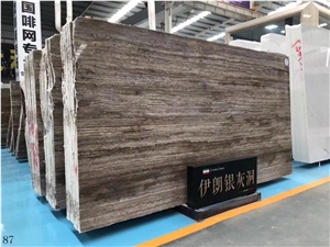 Iran Titanium Silver Travertine Takab Ash Slab For Wall Use