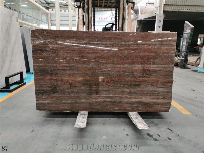 Iran Titanium Silver Travertine Takab Ash Slab For Wall Use