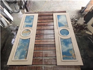 Pakistan Blue Onyx Aqua Gold Onix Slab Steop Tile
