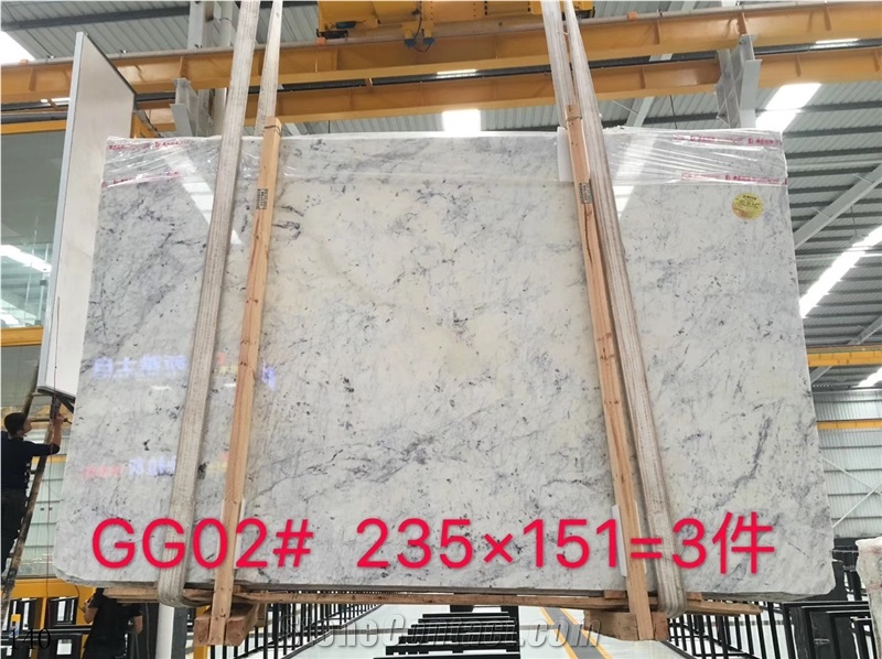 Purple Crystal White Nikisiani Ash Marble Slab