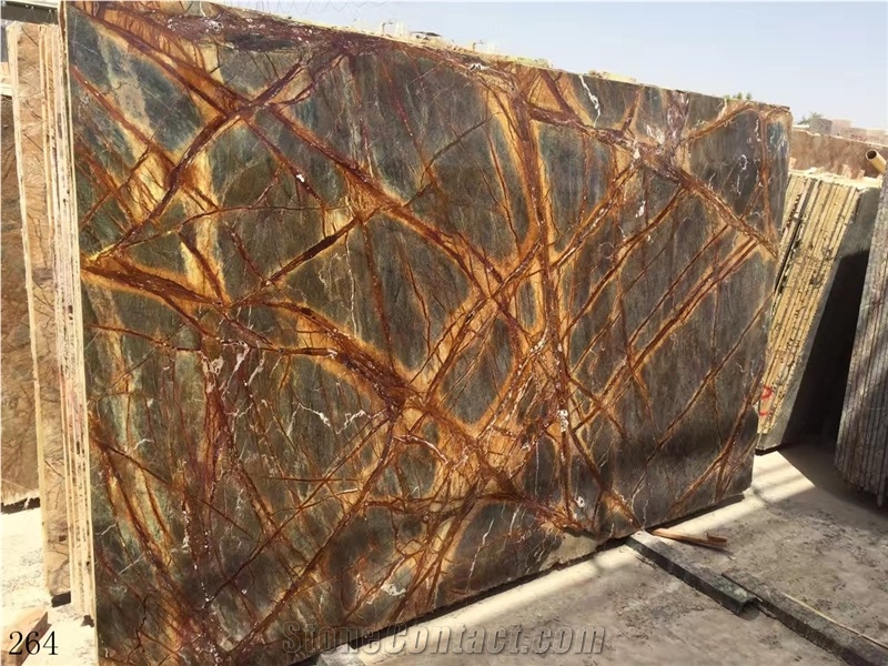 India Rainforest Green Bidasar Rain Forest Multicolor Slab